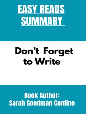 cover image of Summary of Don't Forget to Write by Sara Goodman Confino